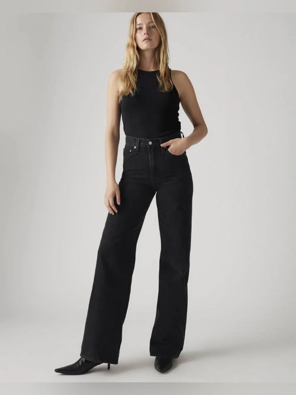Levi’s Premium Jeans Womens 27 Ribcage Wide Leg New Black